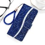 For Xiaomi Redmi 6 / 6A Glitter Powder Horizontal Flip Leather Case with Card Slots & Holder & Lanyard(Blue)