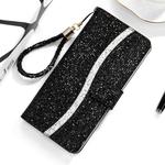For Xiaomi Redmi Note 8 Glitter Powder Horizontal Flip Leather Case with Card Slots & Holder & Lanyard(Black)