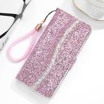 For Xiaomi Redmi Note 8T Glitter Powder Horizontal Flip Leather Case with Card Slots & Holder & Lanyard(Pink)