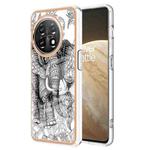 For OnePlus 11 Electroplating Marble Dual-side IMD Phone Case(Totem Elephant)