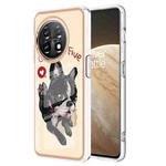 For OnePlus 11 Electroplating Marble Dual-side IMD Phone Case(Lucky Dog)