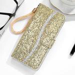For Huawei P30 Lite Glitter Powder Horizontal Flip Leather Case with Card Slots & Holder & Lanyard(Gold)