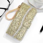 For Huawei P Smart Z Glitter Powder Horizontal Flip Leather Case with Card Slots & Holder & Lanyard(Gold)