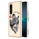 For Sony Xperia 1 IV Electroplating Marble Dual-side IMD Phone Case(Lucky Dog)