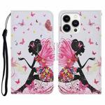 For iPhone 15 Pro Max 3D Colored Drawing Flip Leather Phone Case(Dance Girl)