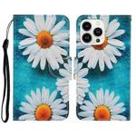 For iPhone 15 Pro 3D Colored Drawing Flip Leather Phone Case(Daisy)