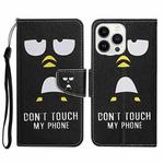 For iPhone 15 Pro 3D Colored Drawing Flip Leather Phone Case(Penguins)