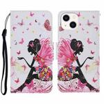 For iPhone 15 3D Colored Drawing Flip Leather Phone Case(Dance Girl)