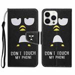 For iPhone 16 Pro Max 3D Colored Drawing Flip Leather Phone Case(Black Cat)