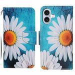 For iPhone 16 Plus 3D Colored Drawing Flip Leather Phone Case(Chrysanthemum)