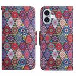 For iPhone 16 Plus 3D Colored Drawing Flip Leather Phone Case(Kaleidoscope)