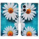 For iPhone 16 3D Colored Drawing Flip Leather Phone Case(Daisy)