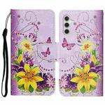 For Samsung Galaxy S23 FE 5G 3D Colored Drawing Flip Leather Phone Case(Yellow Flowers)