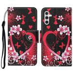 For Samsung Galaxy S23 FE 5G 3D Colored Drawing Flip Leather Phone Case(Red Heart)