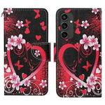 For Samsung Galaxy S24 FE 5G 3D Colored Drawing Flip Leather Phone Case(Red Heart)