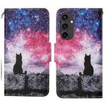 For Samsung Galaxy S24 FE 5G 3D Colored Drawing Flip Leather Phone Case(Star Cat)