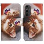 For Samsung Galaxy S24 FE 5G 3D Colored Drawing Flip Leather Phone Case(Butterfly Cat)