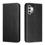 For Samsung Galaxy A32 4G Carbon Fiber Texture Flip Holder Leather Phone Case(Black)