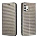 For Samsung Galaxy A32 4G Carbon Fiber Texture Flip Holder Leather Phone Case(Grey)