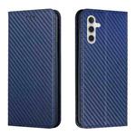 For Samsung Galaxy S24 5G Carbon Fiber Texture Flip Holder Leather Phone Case(Blue)