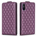 For Xiaomi Redmi 9A Diamond Lattice Vertical Flip Leather Phone Case(Dark Purple)