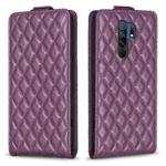 For Xiaomi Redmi 9 Diamond Lattice Vertical Flip Leather Phone Case(Dark Purple)