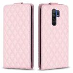 For Xiaomi Redmi 9 Diamond Lattice Vertical Flip Leather Phone Case(Pink)