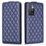 For Redmi 10 2022 / Note 11 4G Diamond Lattice Vertical Flip Leather Phone Case(Blue)