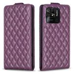 For Xiaomi Redmi 10C Diamond Lattice Vertical Flip Leather Phone Case(Dark Purple)