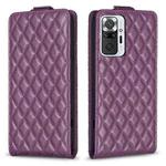 For Redmi Note 10 Pro /10 Pro Max Diamond Lattice Vertical Flip Leather Phone Case(Dark Purple)
