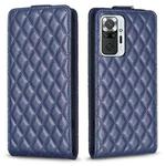 For Redmi Note 10 Pro /10 Pro Max Diamond Lattice Vertical Flip Leather Phone Case(Blue)