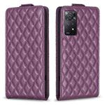 For Redmi Note 11 Pro 5G Global Diamond Lattice Vertical Flip Leather Phone Case(Dark Purple)