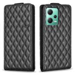 For Redmi Note 12 5G Global Diamond Lattice Vertical Flip Leather Phone Case(Black)