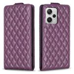 For Redmi Note 12 Pro+ Global Diamond Lattice Vertical Flip Leather Phone Case(Dark Purple)