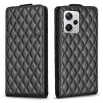 For Redmi Note 12 Pro+ Global Diamond Lattice Vertical Flip Leather Phone Case(Black)