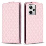 For Redmi Note 12 Pro+ Global Diamond Lattice Vertical Flip Leather Phone Case(Pink)