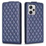 For Redmi Note 12 Pro+ Global Diamond Lattice Vertical Flip Leather Phone Case(Blue)