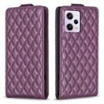 For Redmi Note 12 Pro Global Diamond Lattice Vertical Flip Leather Phone Case(Dark Purple)