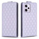 For Redmi Note 12 Pro Global Diamond Lattice Vertical Flip Leather Phone Case(Purple)