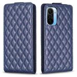 For Redmi K40 / K40 Pro Diamond Lattice Vertical Flip Leather Phone Case(Blue)