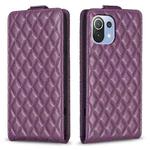 For Xiaomi Mi 11 Lite Diamond Lattice Vertical Flip Leather Phone Case(Dark Purple)