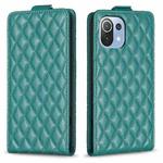 For Xiaomi Mi 11 Lite Diamond Lattice Vertical Flip Leather Phone Case(Green)