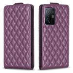 For Xiaomi Mi 11T / 11T Pro Diamond Lattice Vertical Flip Leather Phone Case(Dark Purple)