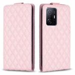 For Xiaomi Mi 11T / 11T Pro Diamond Lattice Vertical Flip Leather Phone Case(Pink)