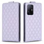 For Xiaomi Mi 11T / 11T Pro Diamond Lattice Vertical Flip Leather Phone Case(Purple)