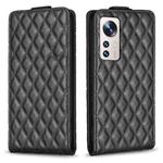 For Xiaomi 12 Lite Diamond Lattice Vertical Flip Leather Phone Case(Black)