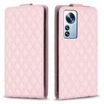 For Xiaomi 12 Pro Diamond Lattice Vertical Flip Leather Phone Case(Pink)