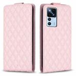 For Xiaomi 12T / 12T Pro Diamond Lattice Vertical Flip Leather Phone Case(Pink)