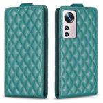 For Xiaomi 12 Diamond Lattice Vertical Flip Leather Phone Case(Green)
