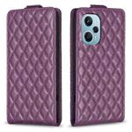 For Redmi Note 12 Turbo Diamond Lattice Vertical Flip Leather Phone Case(Dark Purple)
